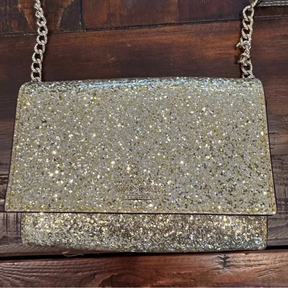 Kate Spade Gold Glitterbug Cami Convertible Crossbody Bag. GUC. - Picture 3 of 7